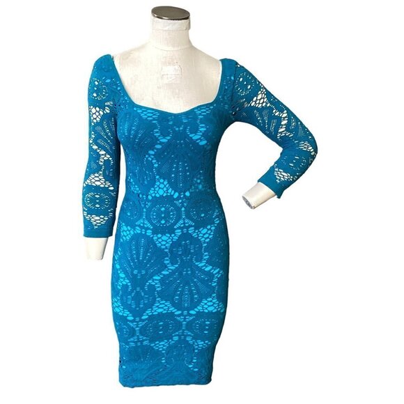 NWT Free People Intimately Lace Dress Sz M/L Teal "Deep Ocean" #173K - Picture 2 of 9